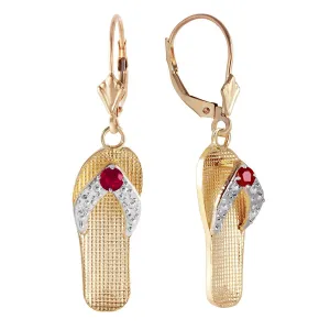 0.3 Carat 14K Solid Yellow Gold Shoes Leverback Earrings Natural Ruby