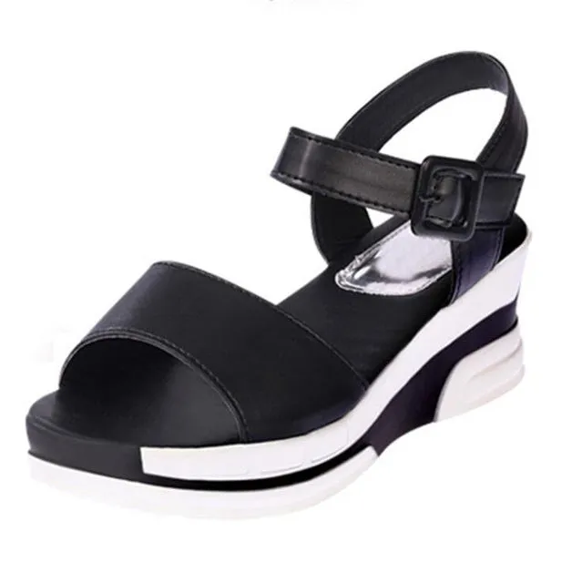 2017 Summer shoes woman Platform Sandals Women Soft Leather Casual Open Toe Gladiator wedges Women Shoes zapatos mujer X6