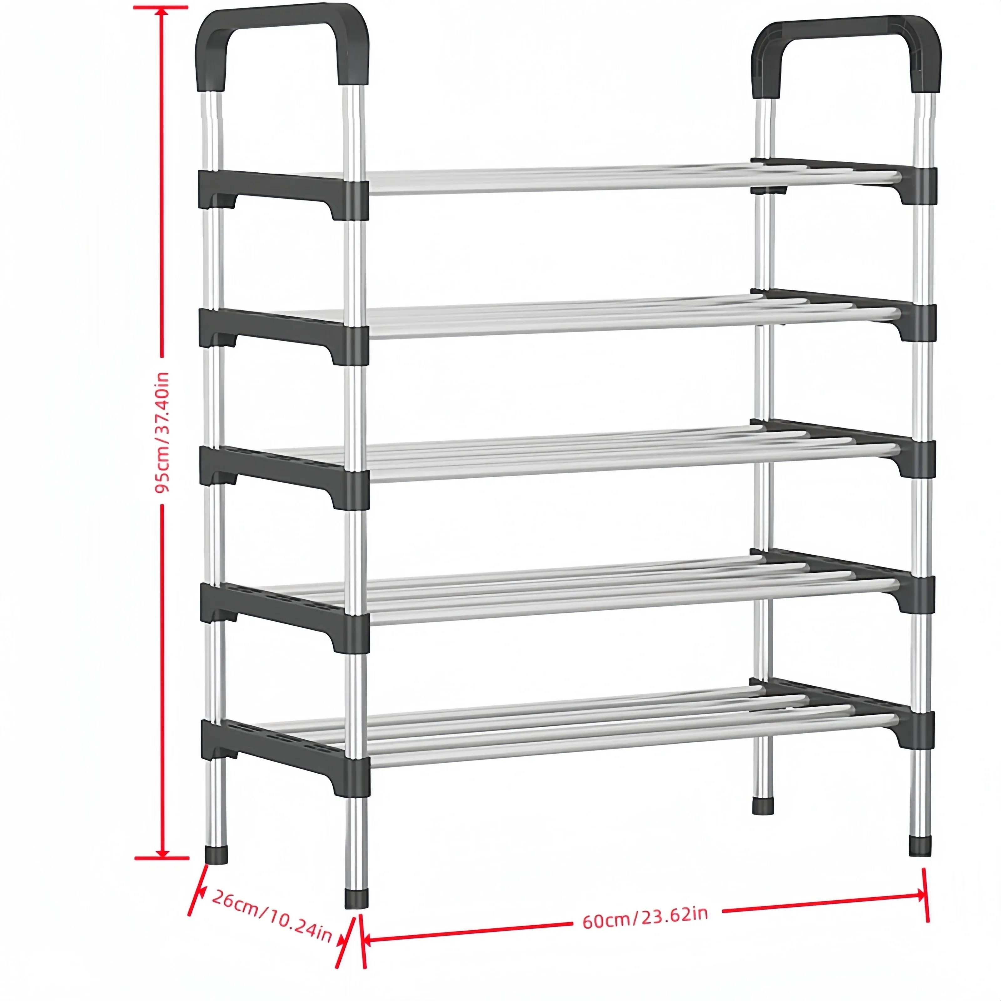 5 Layer Iron Alloy Shoe Organizer – Easy Assembly Storage Shelf