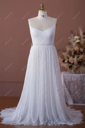 A-line Lace Chiffon Plus Size Sleeveless Summer Beach Wedding Dress