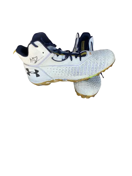 Aaron Banks Notre Dame Football Signed and Inscribed Game-Worn Cleats (Size 16)