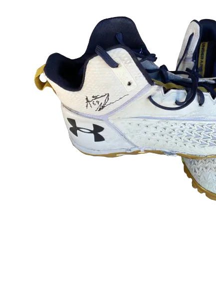 Aaron Banks Notre Dame Football Signed and Inscribed Game-Worn Cleats (Size 16)