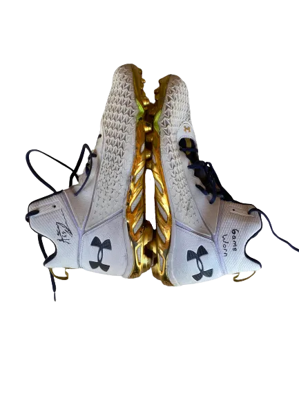 Aaron Banks Notre Dame Football Signed and Inscribed Game-Worn Cleats (Size 16)