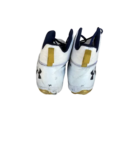 Aaron Banks Notre Dame Football Signed and Inscribed Game-Worn Cleats (Size 16)