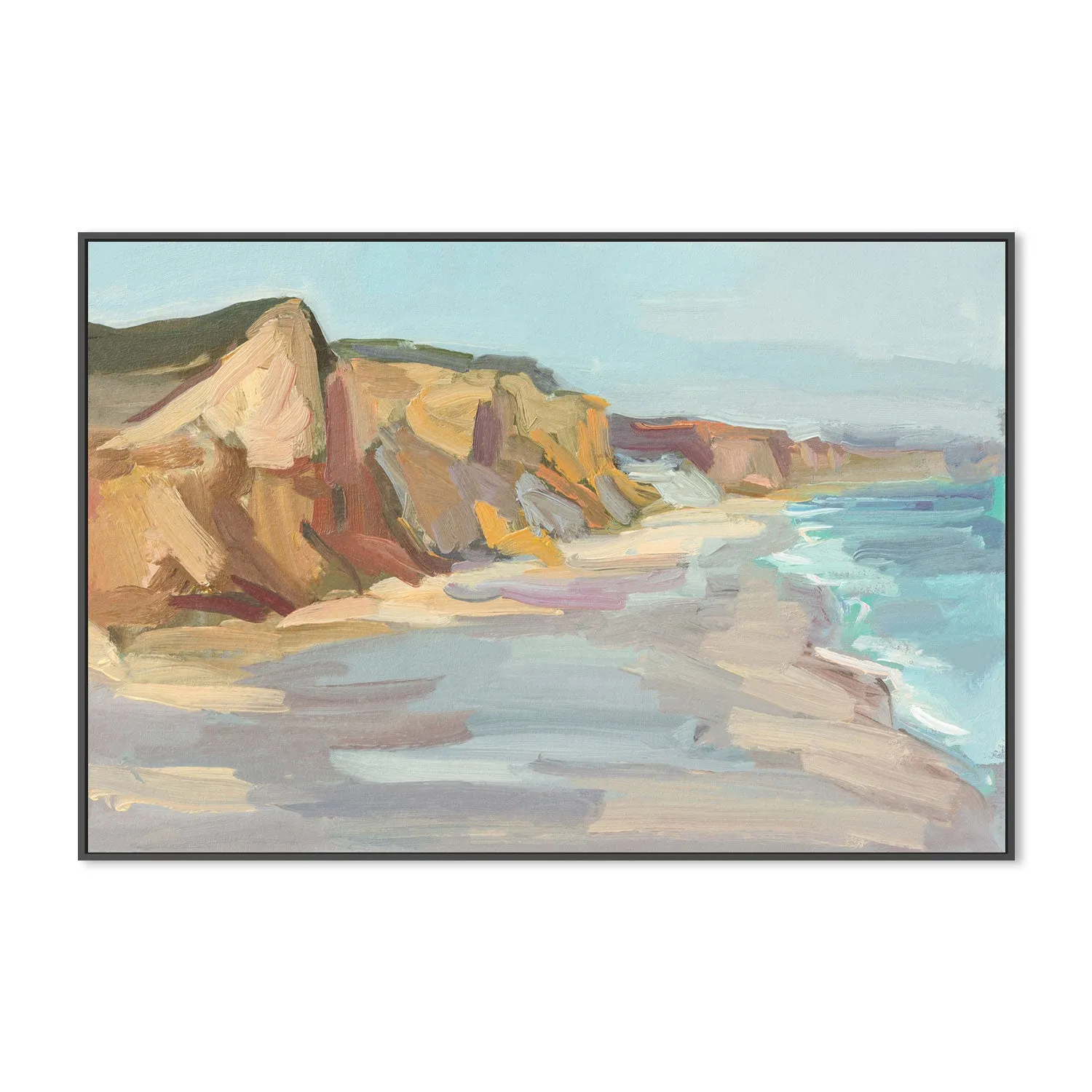 Abstract Beach In Muted Colours , Hand-painted Canvas