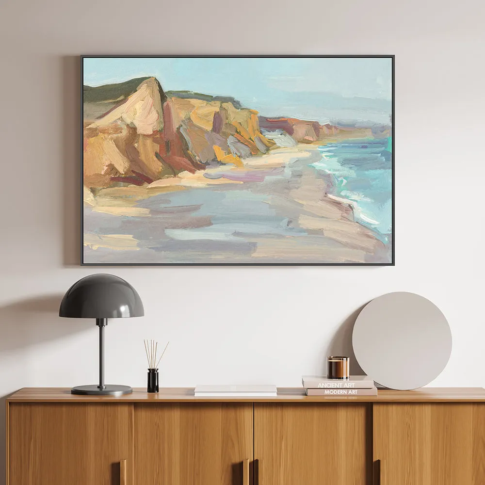 Abstract Beach In Muted Colours , Hand-painted Canvas