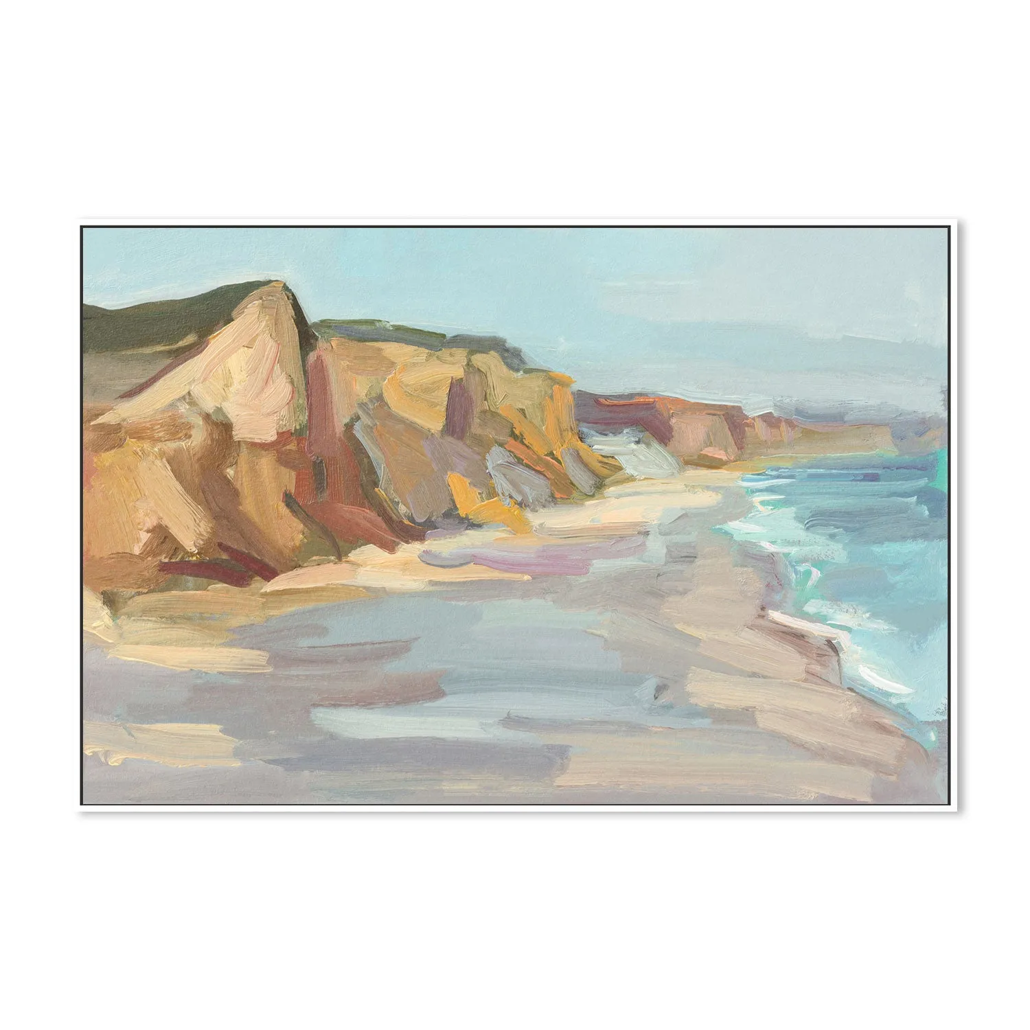 Abstract Beach In Muted Colours , Hand-painted Canvas