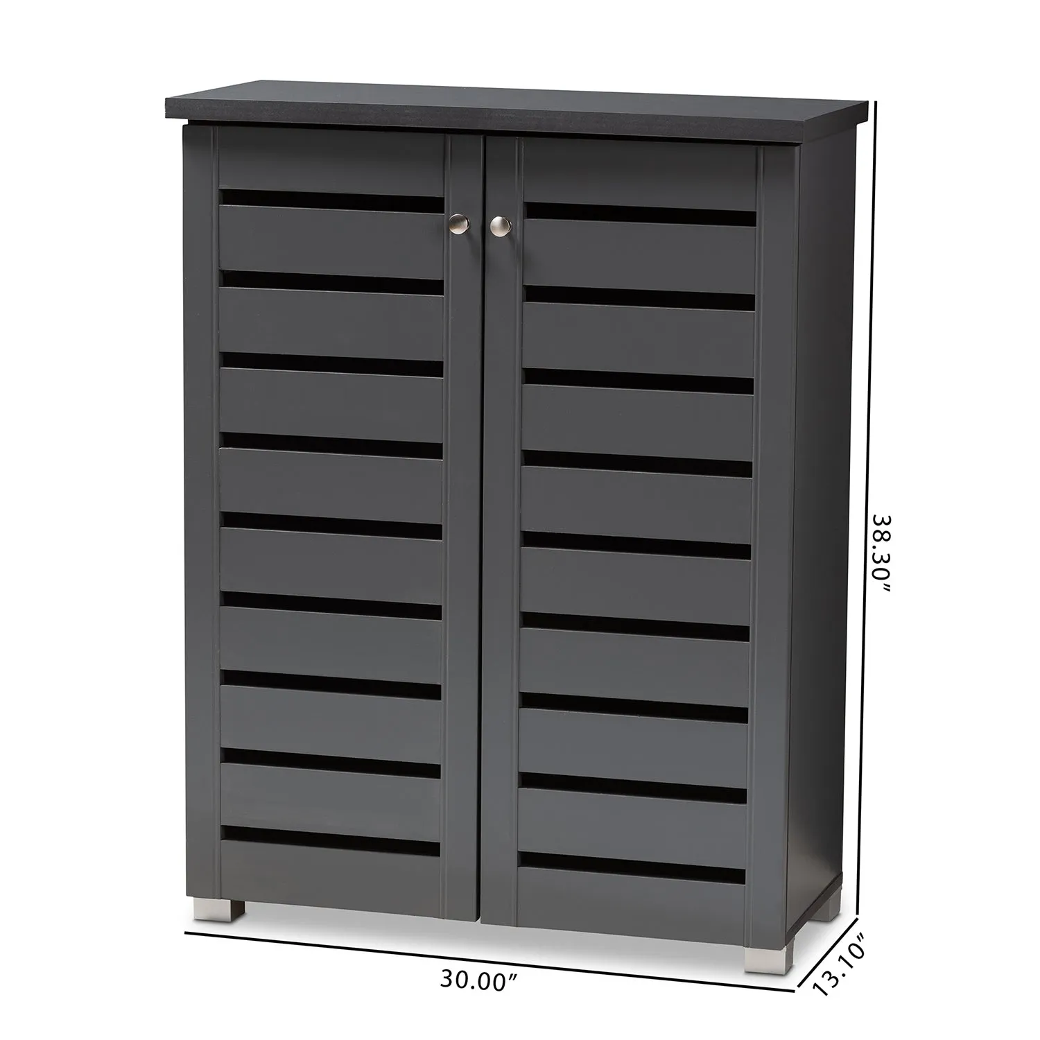 Adalwin Stylish Dark Grey Shoe Storage Cabinet with Ventilated Shelves for Organized Footwear