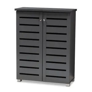 Adalwin Stylish Dark Grey Shoe Storage Cabinet with Ventilated Shelves for Organized Footwear