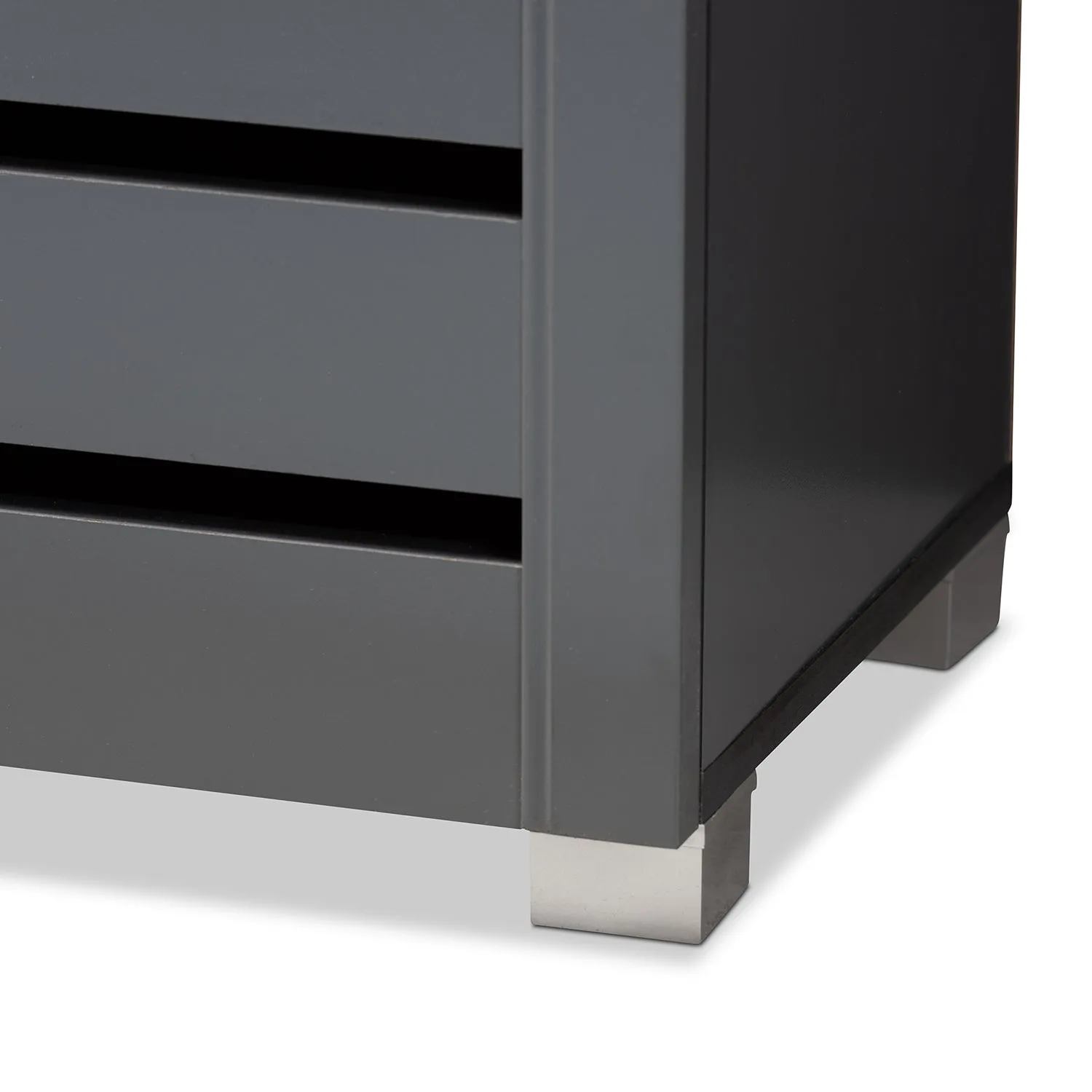 Adalwin Stylish Dark Grey Shoe Storage Cabinet with Ventilated Shelves for Organized Footwear