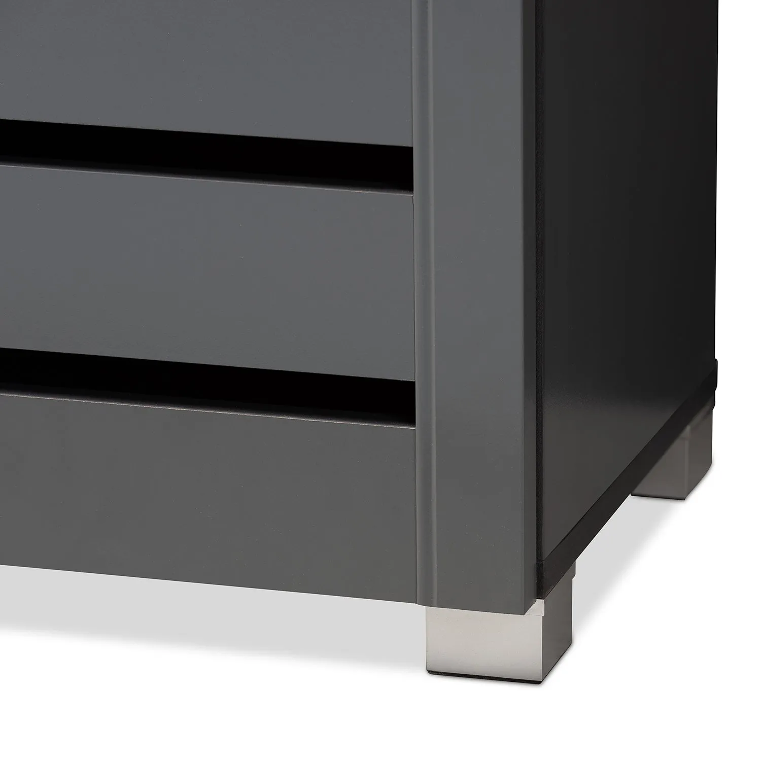 Adalwin Stylish Dark Grey Shoe Storage Cabinet with Ventilated Shelves for Organized Footwear