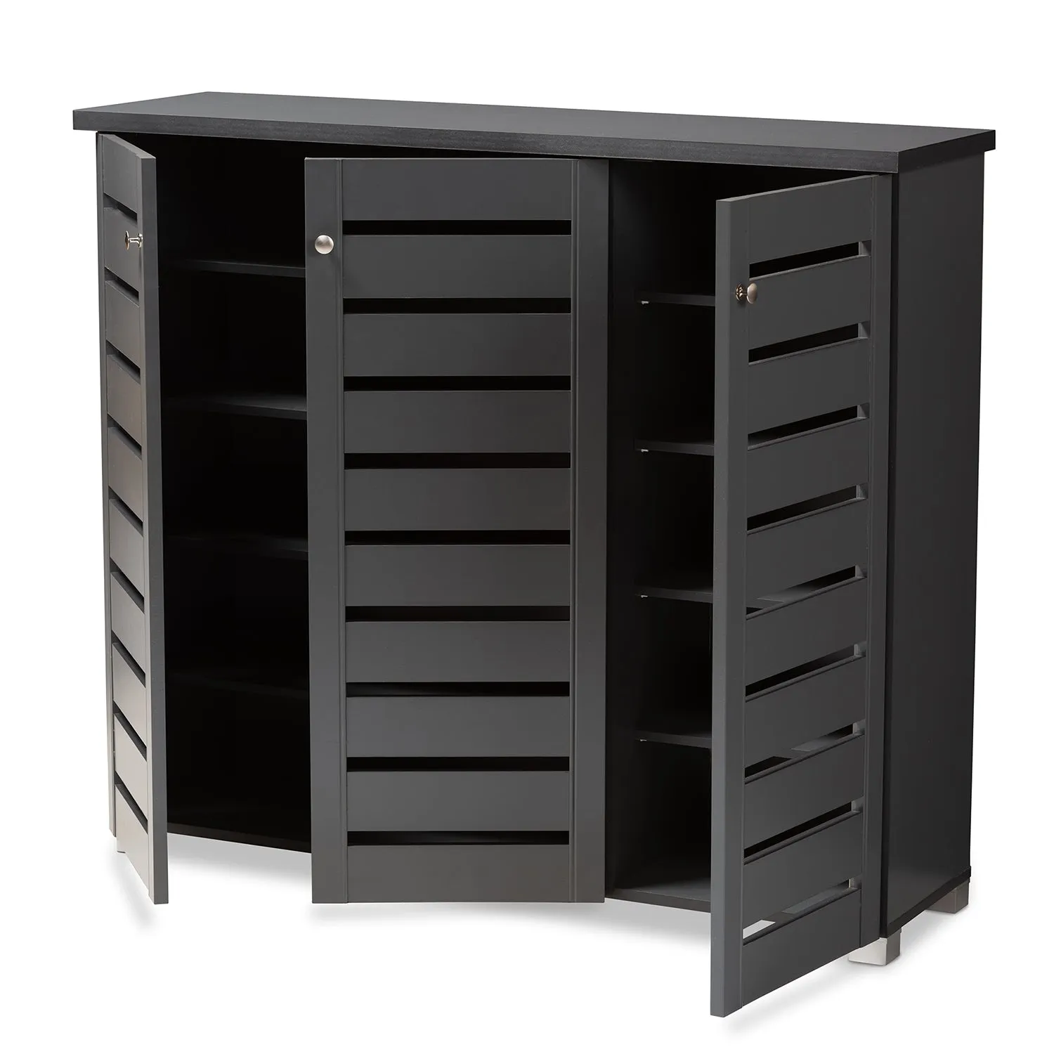 Adalwin Stylish Dark Grey Shoe Storage Cabinet with Ventilated Shelves for Organized Footwear