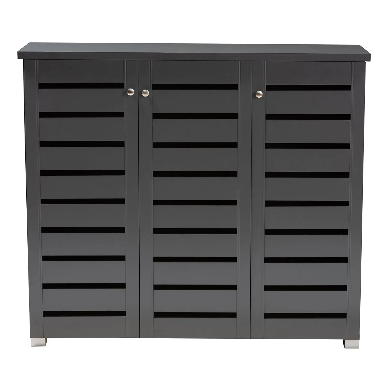 Adalwin Stylish Dark Grey Shoe Storage Cabinet with Ventilated Shelves for Organized Footwear