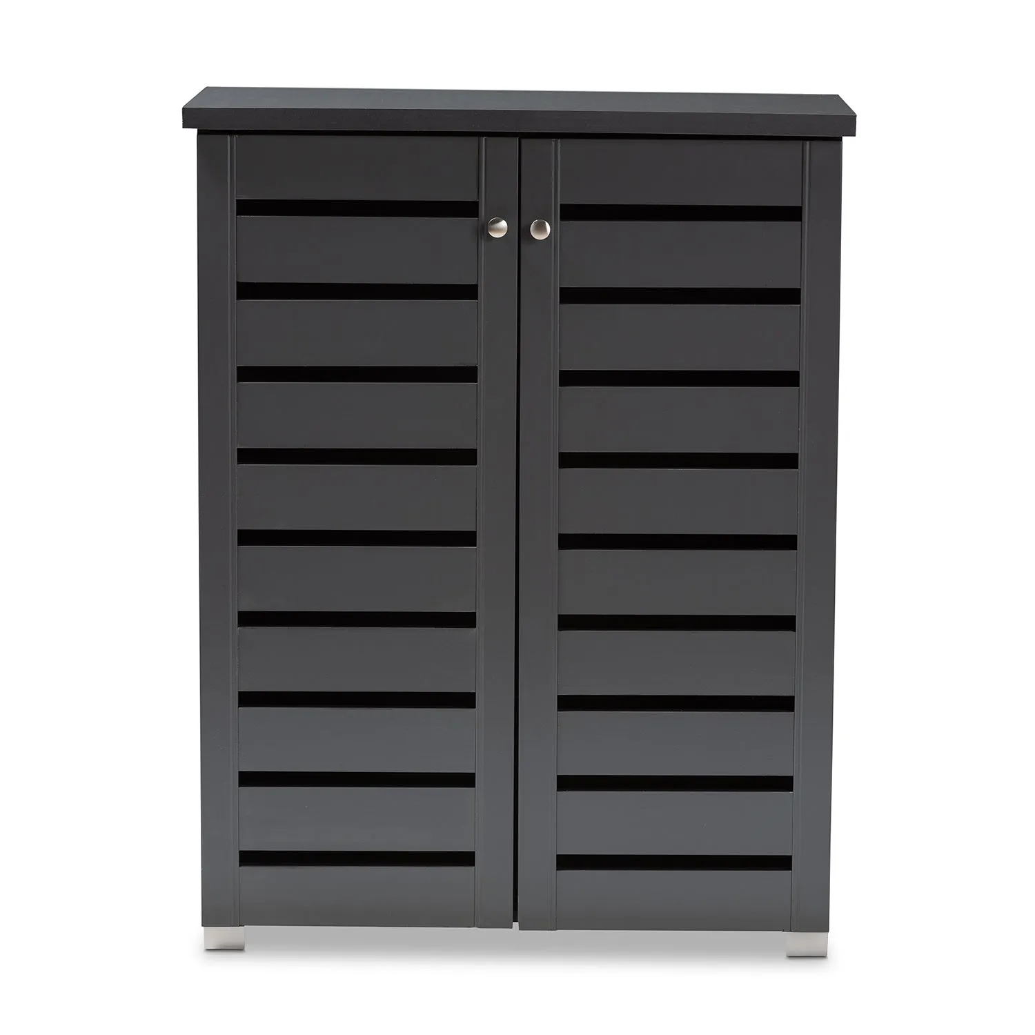 Adalwin Stylish Dark Grey Shoe Storage Cabinet with Ventilated Shelves for Organized Footwear