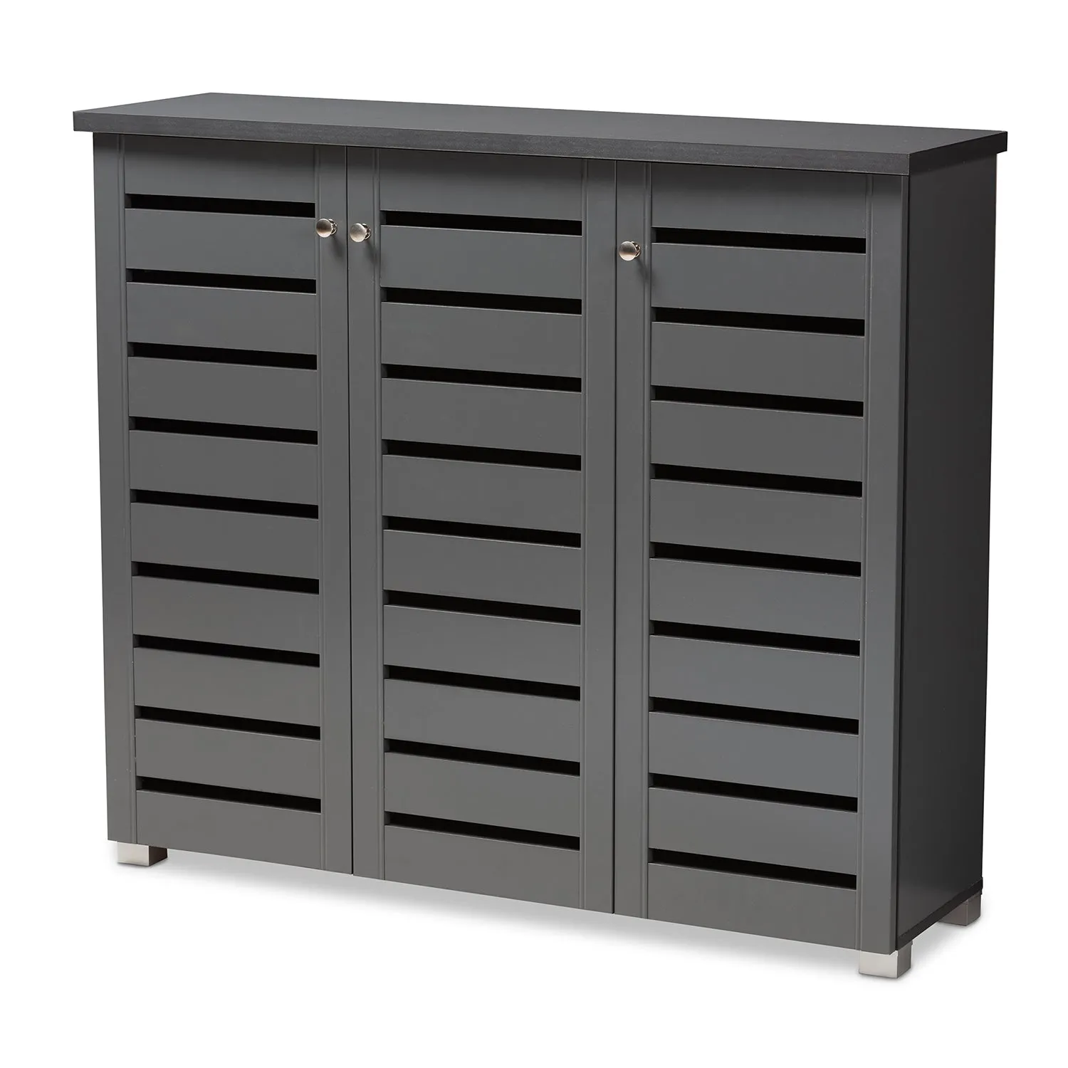 Adalwin Stylish Dark Grey Shoe Storage Cabinet with Ventilated Shelves for Organized Footwear