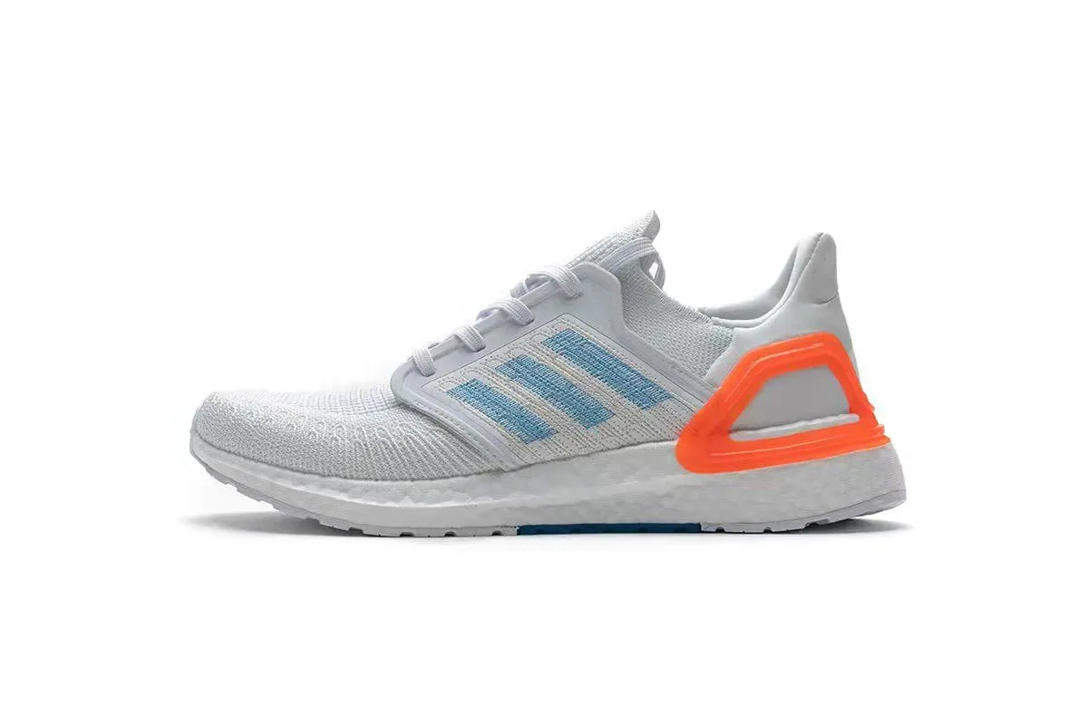 Adidas Ultra Boost 20 White Sharp, Blue -True Orange