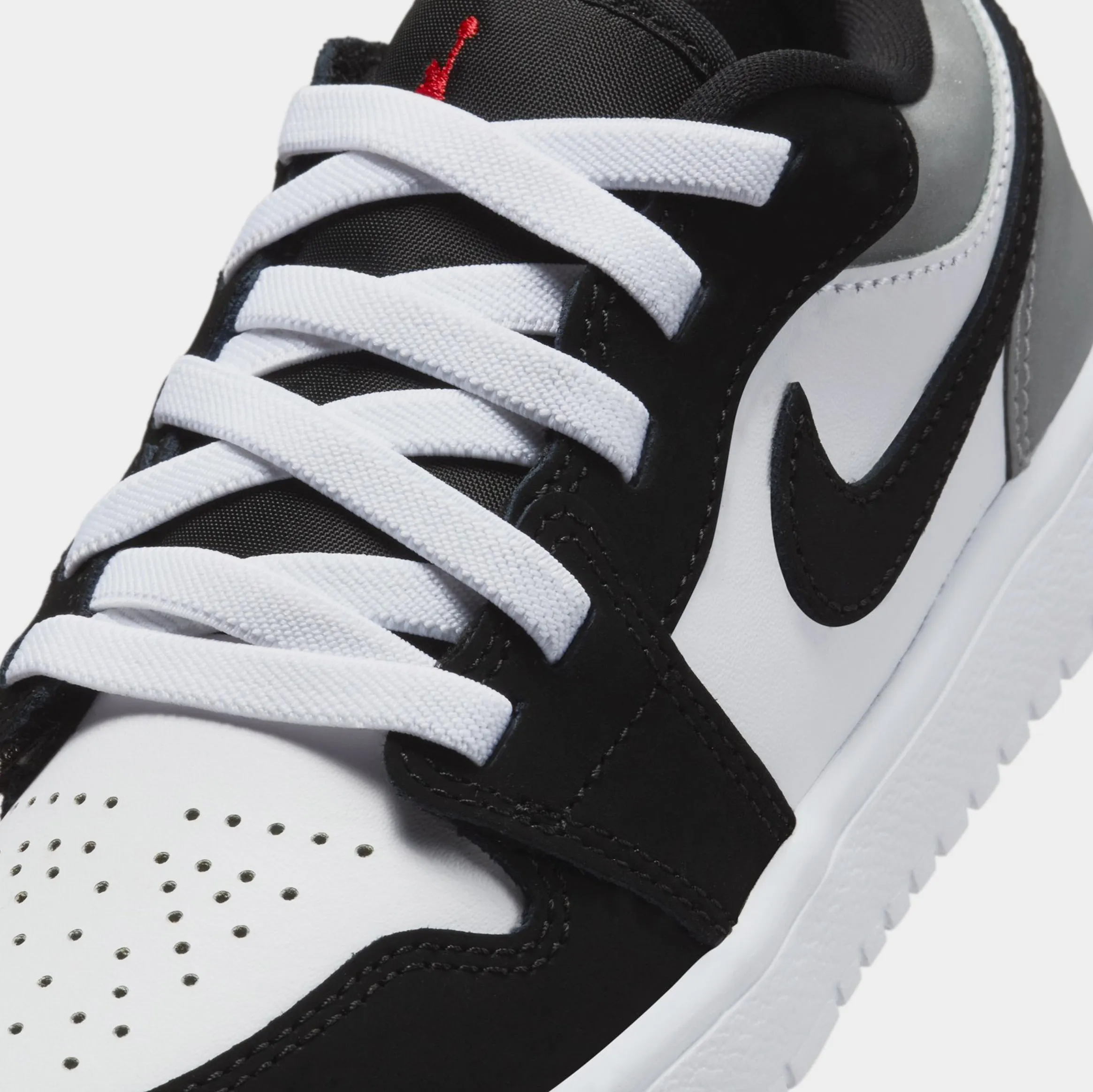 Air Jordan 1 Low Alt SE Preschool Basketball Shoes (White/Fire Red/Black/Matte Silver)