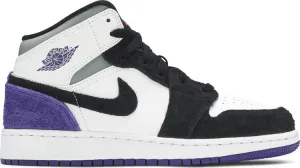 Air Jordan 1 Mid SE GS Varsity Purple sneakers, white