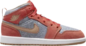 Air Jordan 1 Mid SE PS Denim Red, Orange