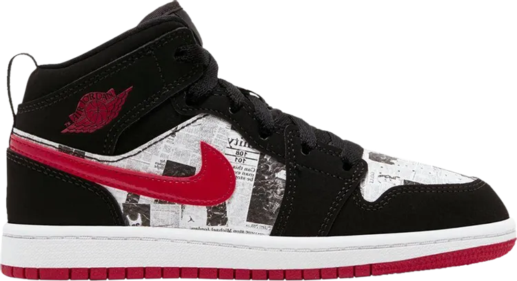 Air Jordan 1 Mid SE PS Newspaper Air Times, black