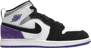 Air Jordan 1 Mid SE PS Varsity Purple sneakers, white