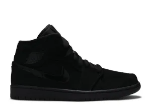 AIR JORDAN 1 MID 'TRIPLE BLACK SUEDE' sneakers, black