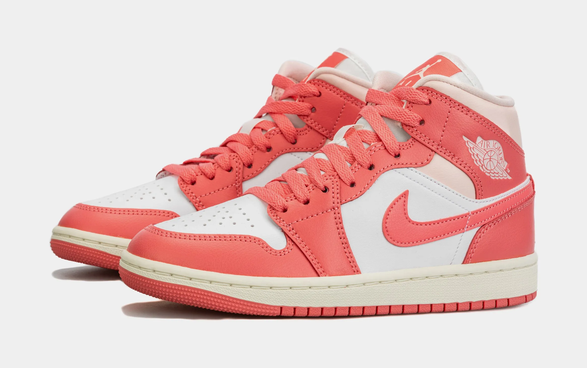 Air Jordan 1 Retro Mid Strawberries and Cream Womens Lifestyle Shoes (Pink/Beige)