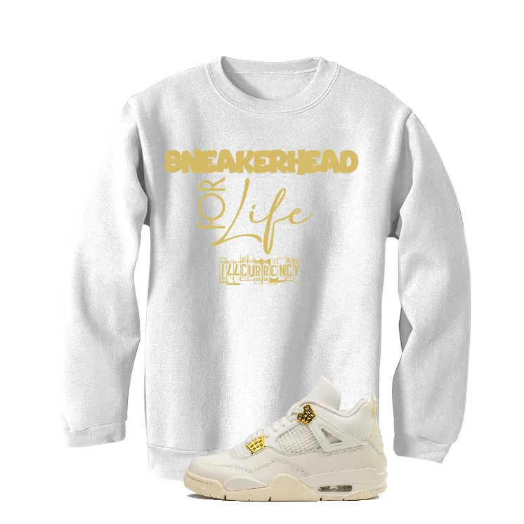 Air Jordan 4 WMNS “Metallic Gold” | illcurrency White T-Shirt (Sneakerhead for life)