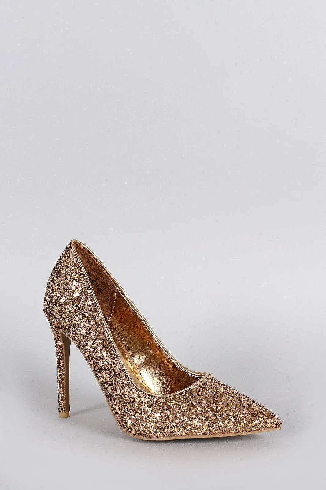 Anne Michelle Glitter Pointy Toe Stiletto Pump