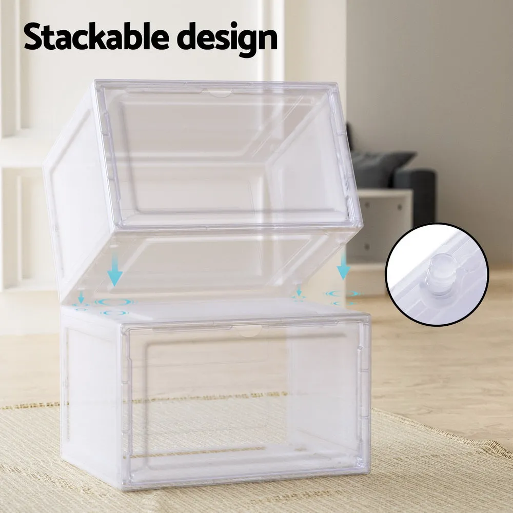 Artiss DIY Shoe Box Set of 2 Stackable Shoe Storage Case Magnetic Door