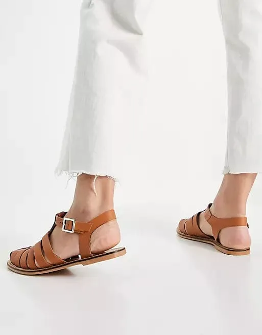 ASOS - Wide Fit Marina Leather Flat