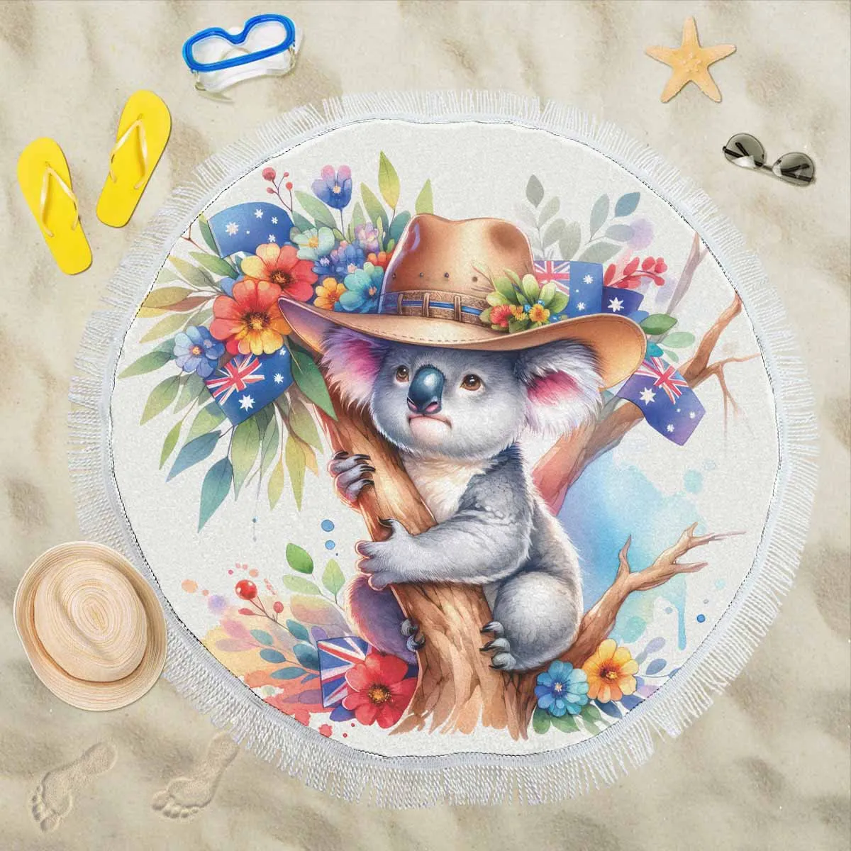 Australian Animals Koala Awd1317  Circular Beach Shawl 59"