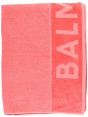 Balmain   Logo cotton terry beach towel 