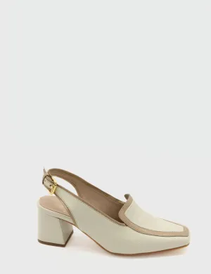 Bambina heeled mules in off white leather womens shoes