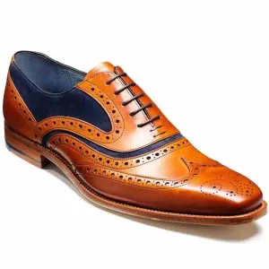 BARKER McClean Shoes - Mens Brogue - Cedar Calf & Blue Suede