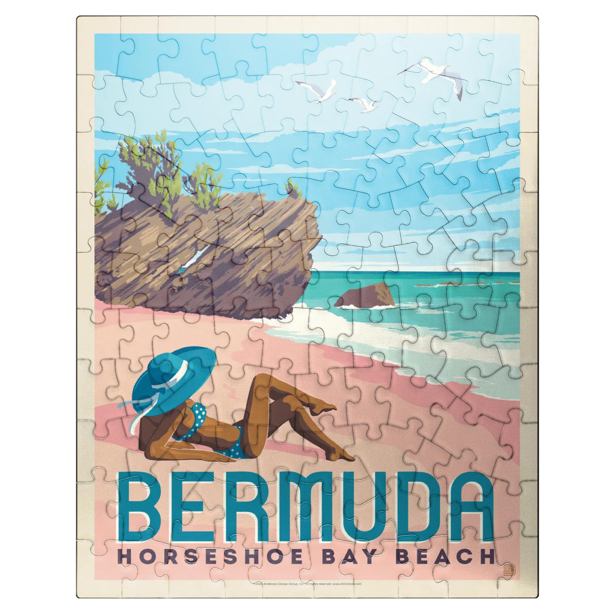 Bermuda: Horseshoe Bay Beach, Vintage Poster