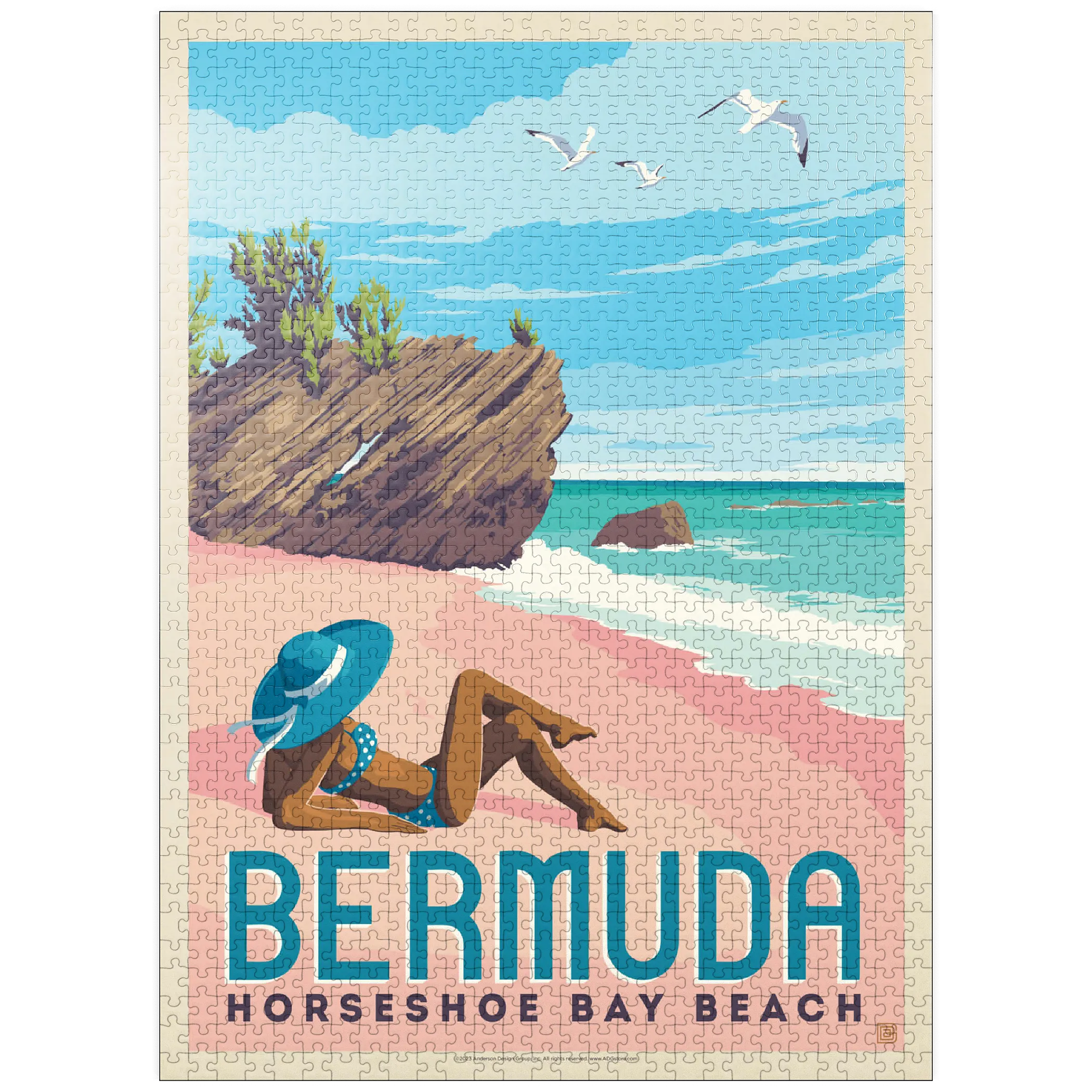 Bermuda: Horseshoe Bay Beach, Vintage Poster