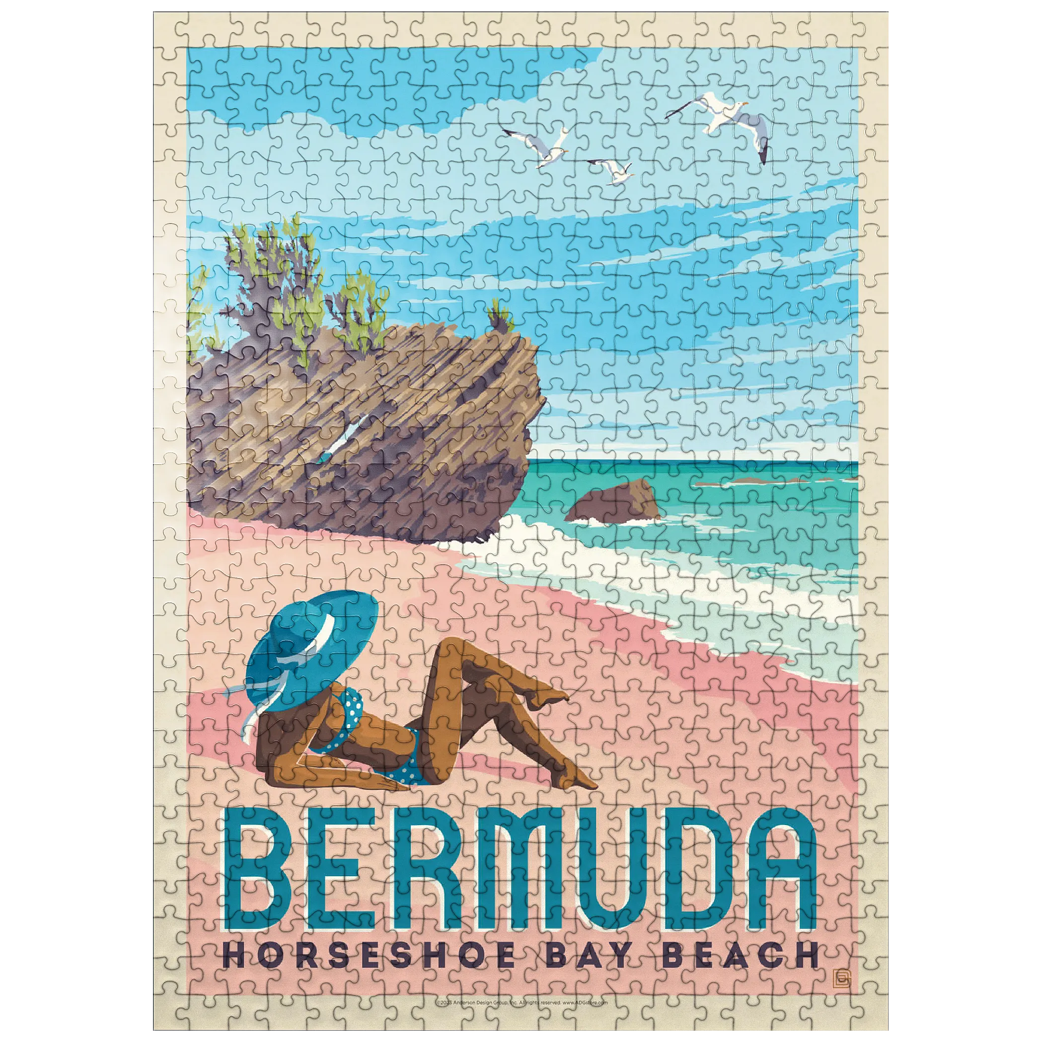 Bermuda: Horseshoe Bay Beach, Vintage Poster