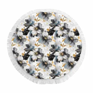 Black White and Gold  Circular Beach Shawl 59"