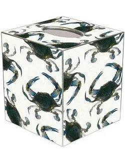 Blue Crabs Decoupage Wood Tissue Box