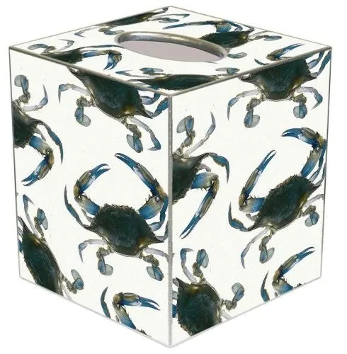 Blue Crabs Decoupage Wood Tissue Box