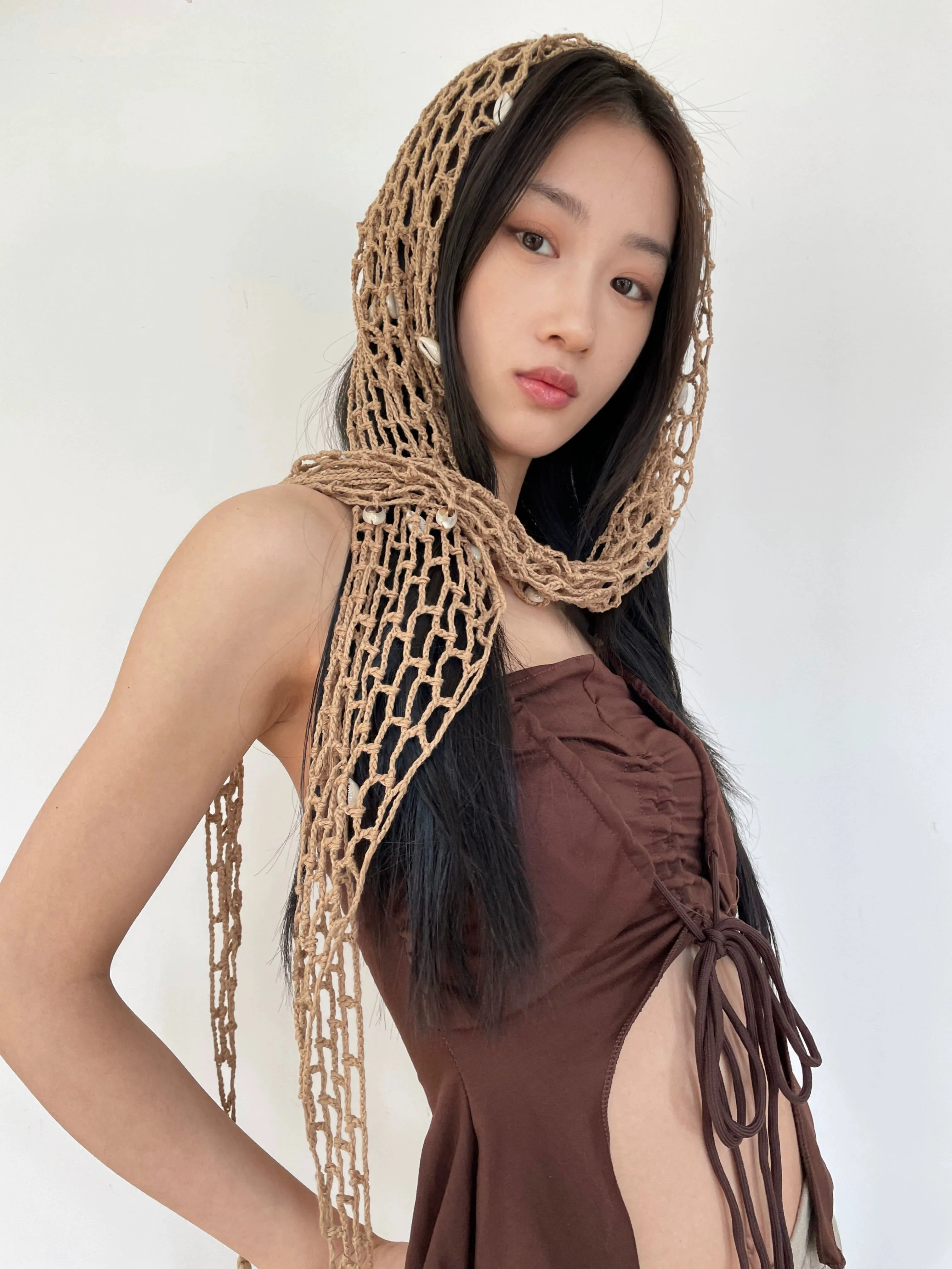 Bohemian Crocheted Mesh Shawl Wrap