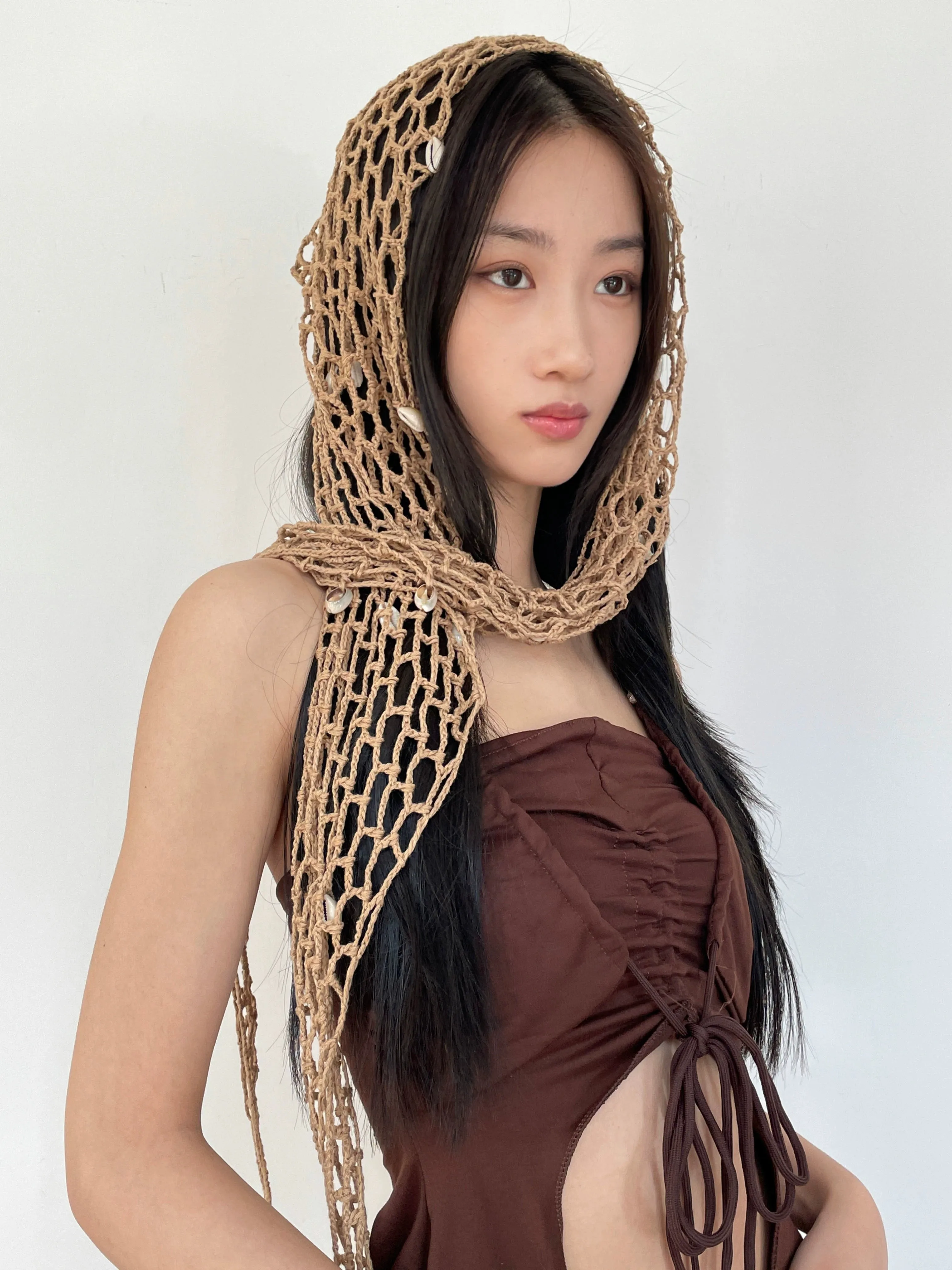 Bohemian Crocheted Mesh Shawl Wrap