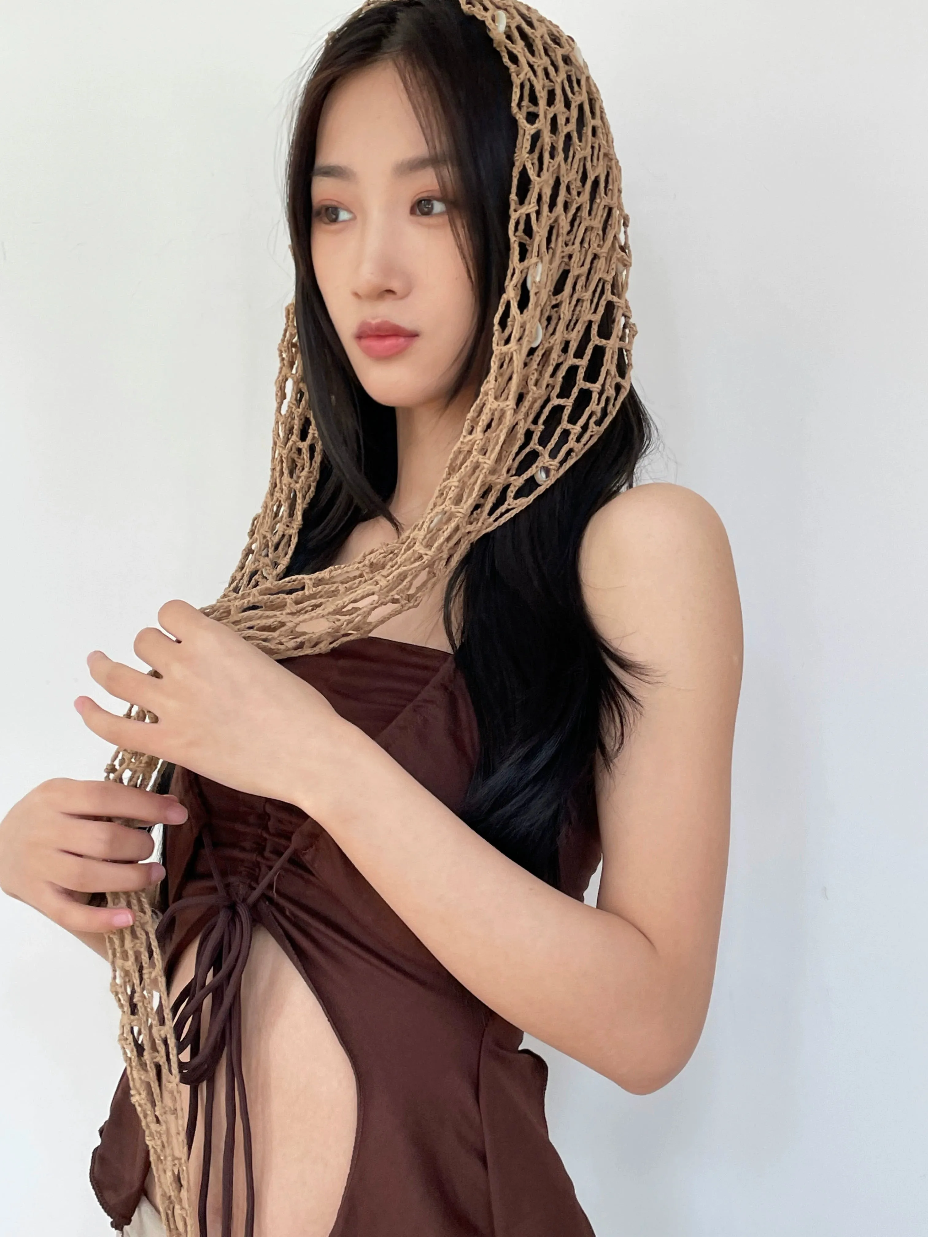 Bohemian Crocheted Mesh Shawl Wrap