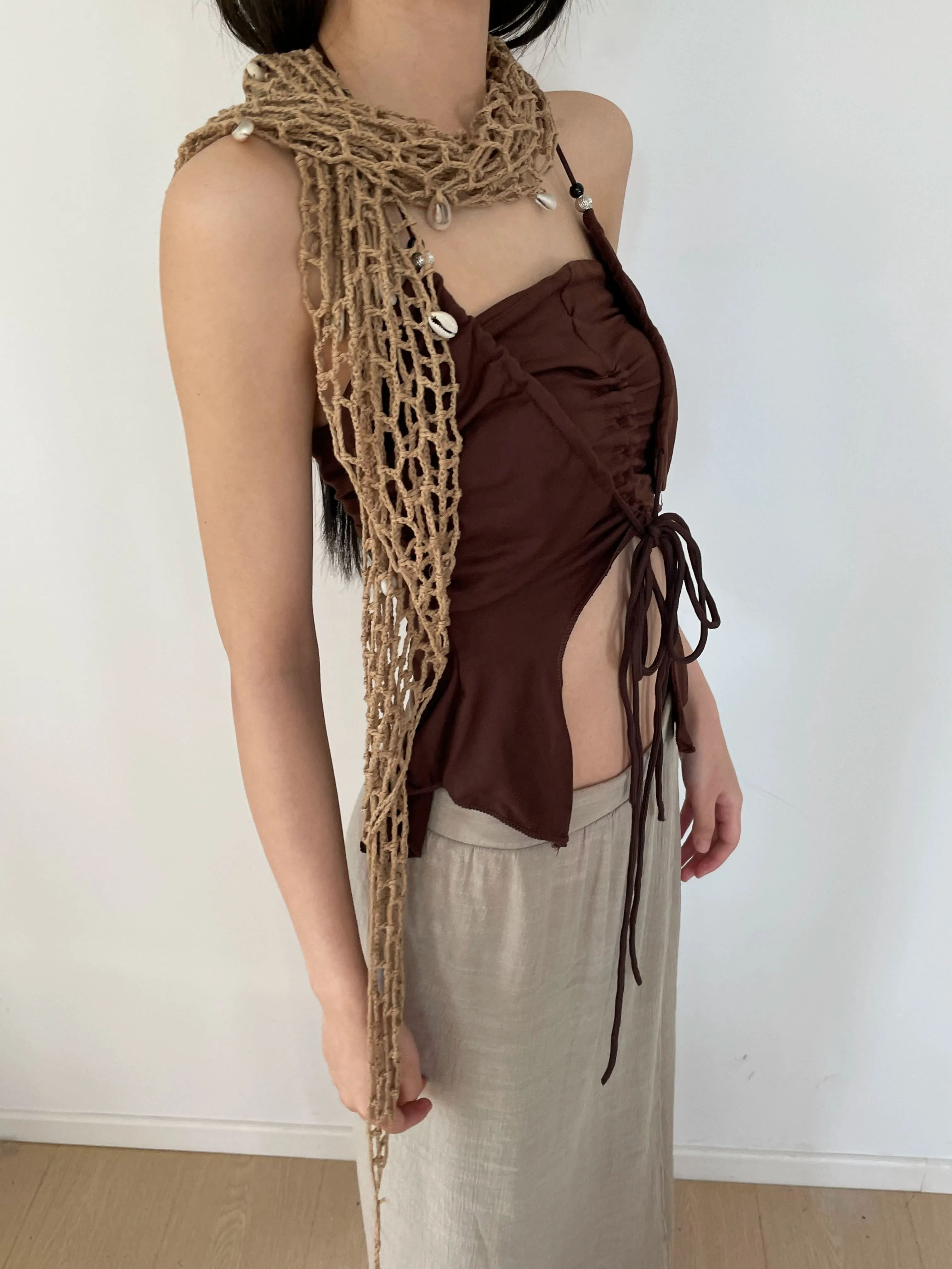 Bohemian Crocheted Mesh Shawl Wrap