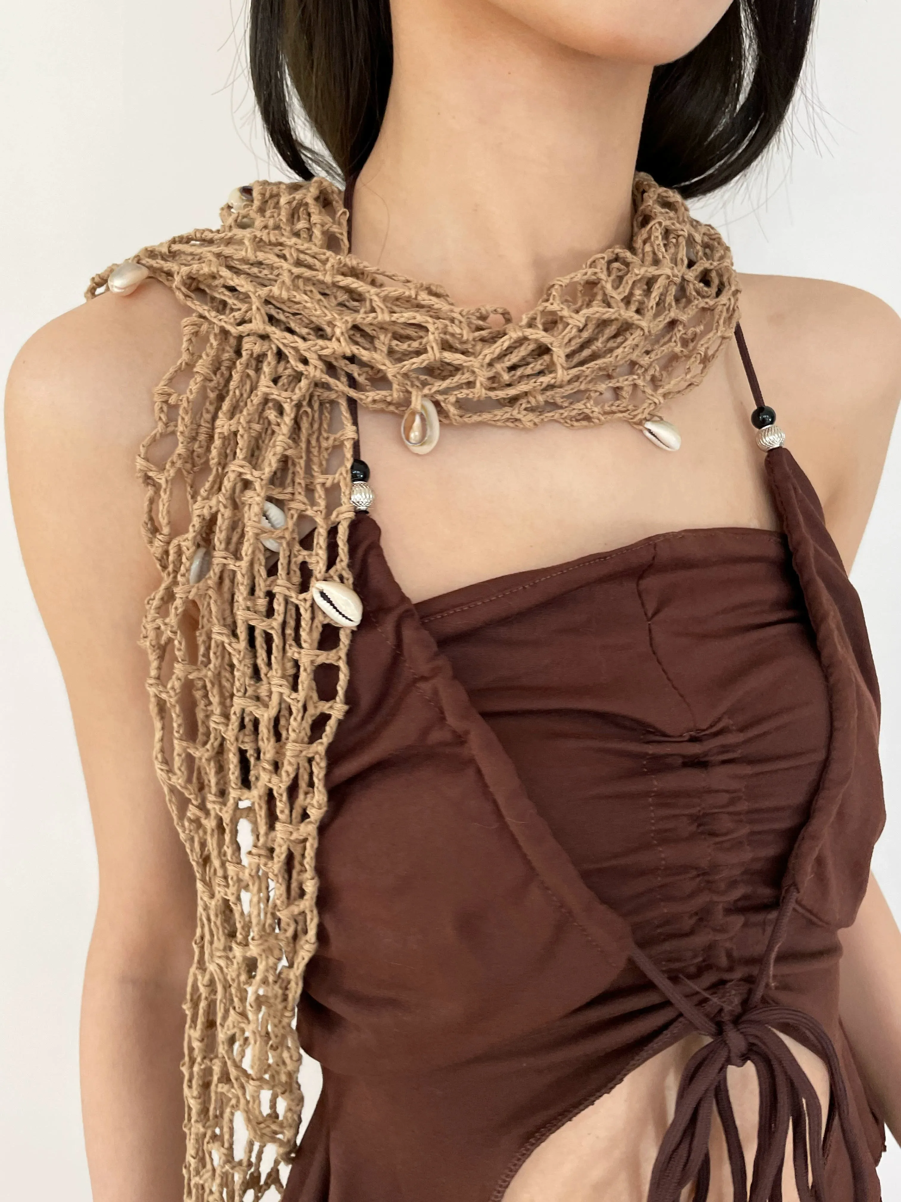 Bohemian Crocheted Mesh Shawl Wrap