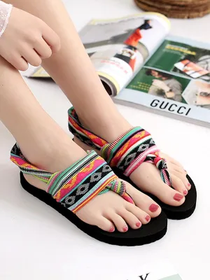 Bohemian Wrapped Flip-Flops Women Slippers Flat-bottomed Fashion Wear Non-slip Beach Shoes