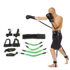 Bounce Trainer Fitness Resistance Band Boxing Suit Latex Tube Tension Rope Leg Waist Trainer, Weight: 100 Pounds(Green)