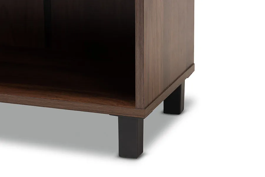 Brighton Walnut Brown Finished 2-Door Wood Entryway Shoe Storage Cabinet