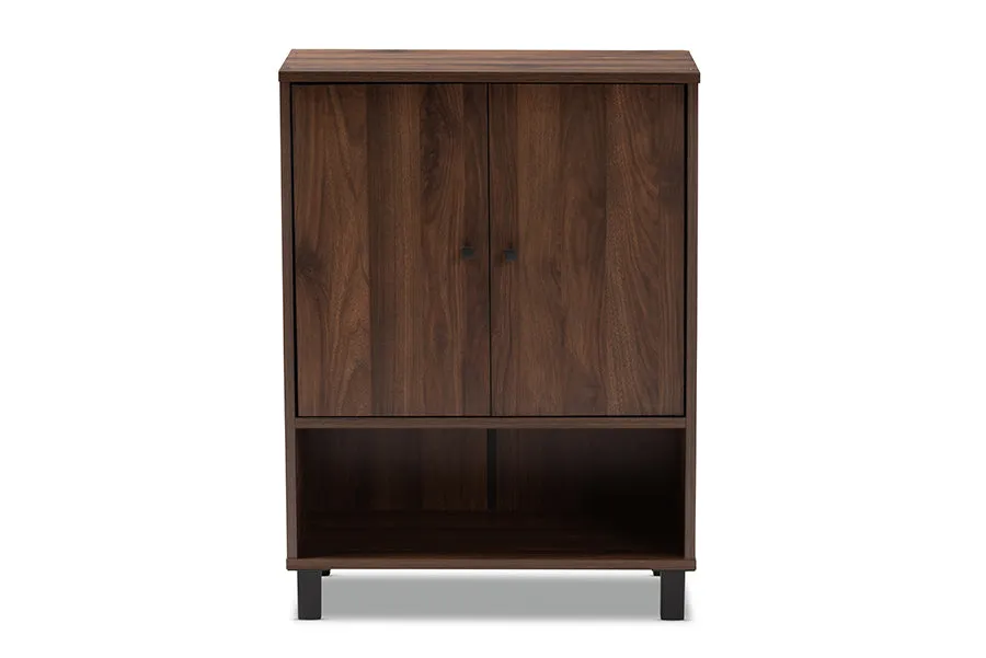 Brighton Walnut Brown Finished 2-Door Wood Entryway Shoe Storage Cabinet